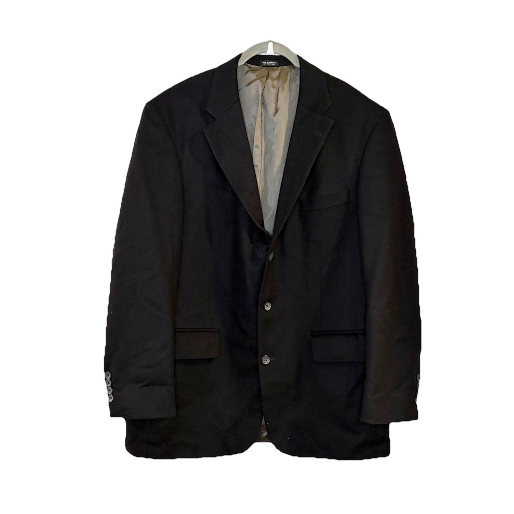 Oscar de la Renta Cashmere Wool Blazer Men 42R Black 3 Button Brushed Sport Coat